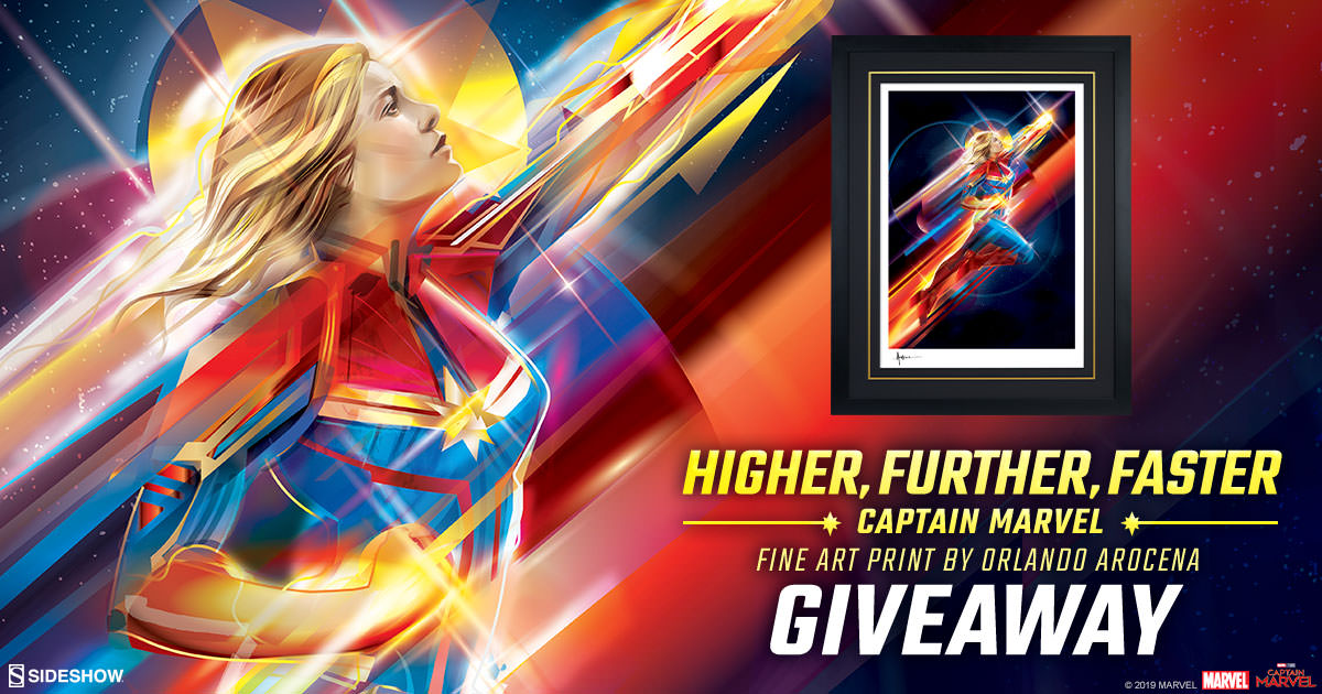 Higher, Further, Faster Captain Marvel Framed Fine Art Print Giveaway