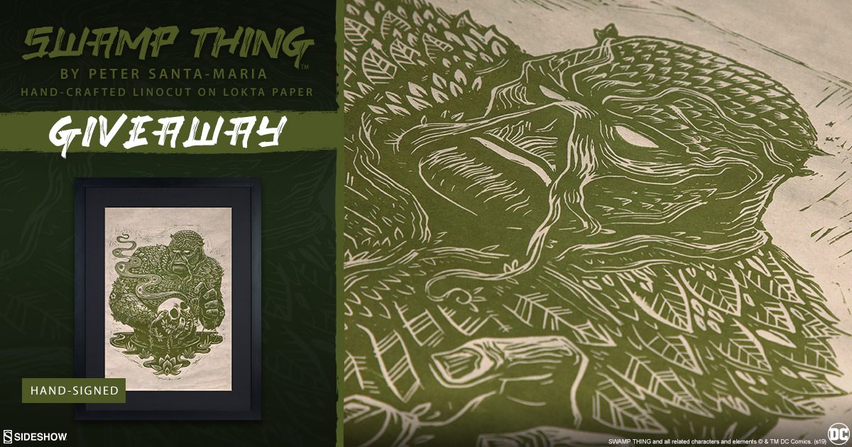 Swamp Thing Linocut Fine Art Print Giveaway