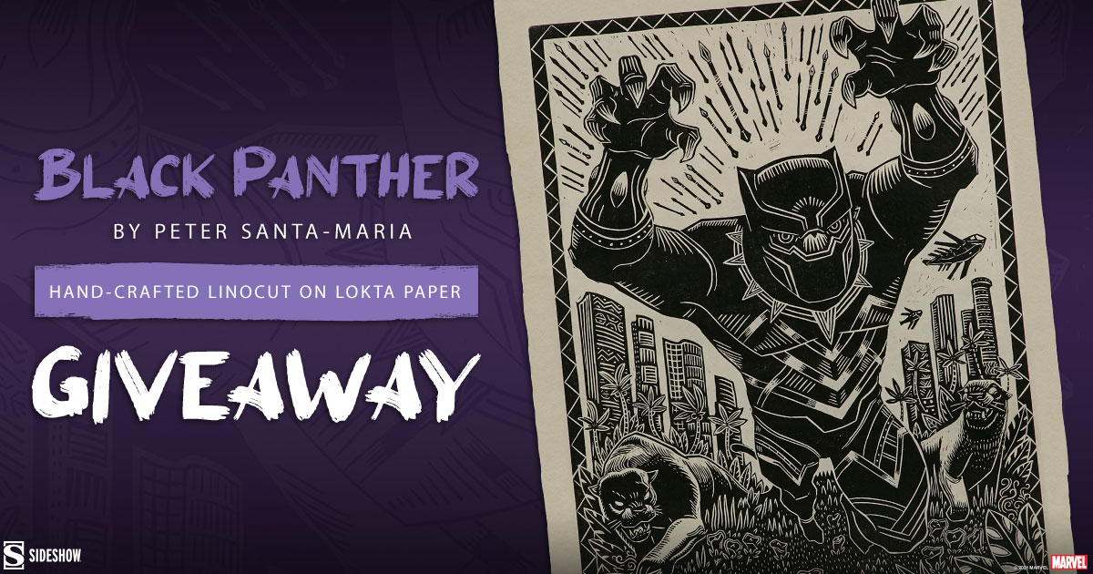 Black Panther Linocut Fine Art Print Giveaway
