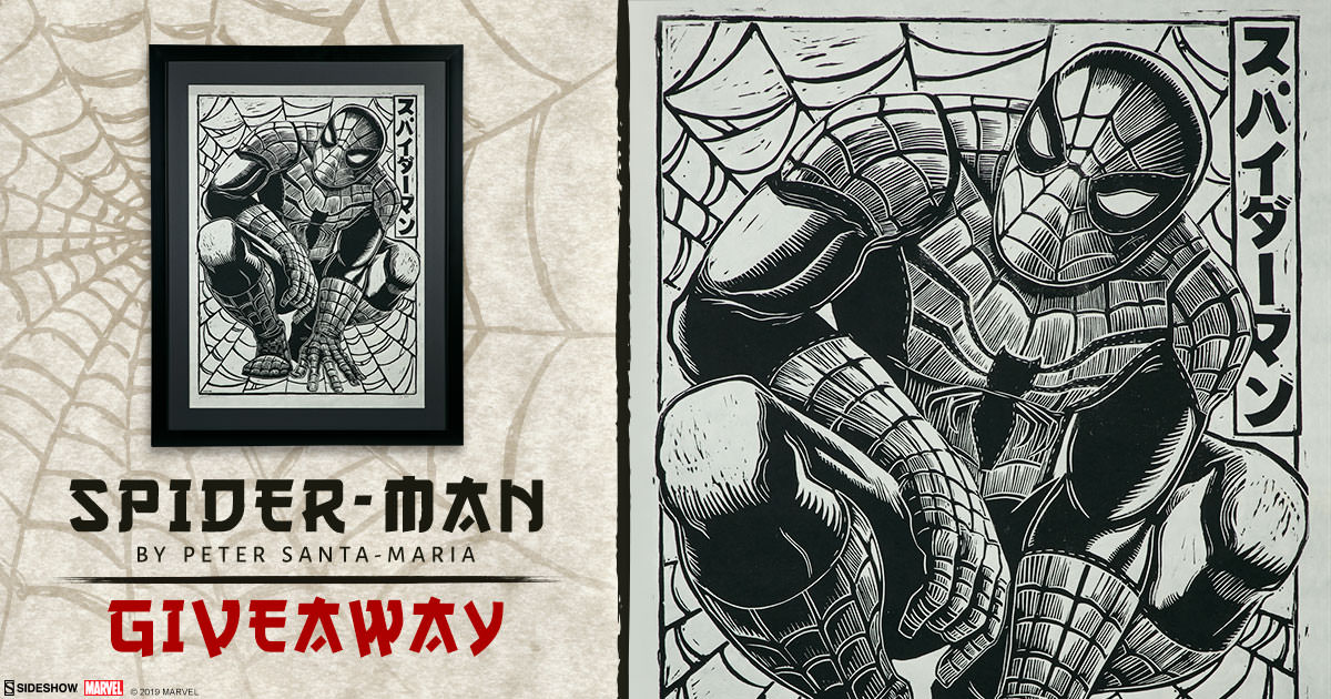 Spider-Man Linocut on Lokta Paper Art Print Giveaway