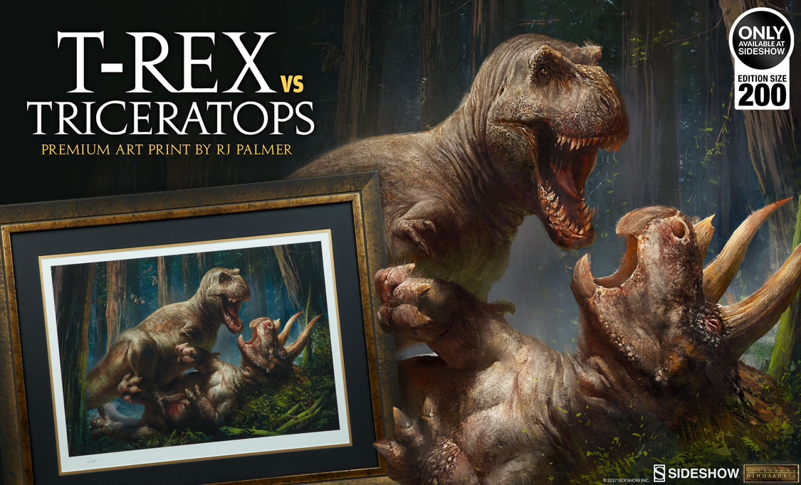 T-Rex vs Triceratops Art Print